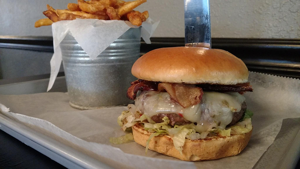 CheeseBurgerwithbucketoffries Mason Jar Tap and Grill